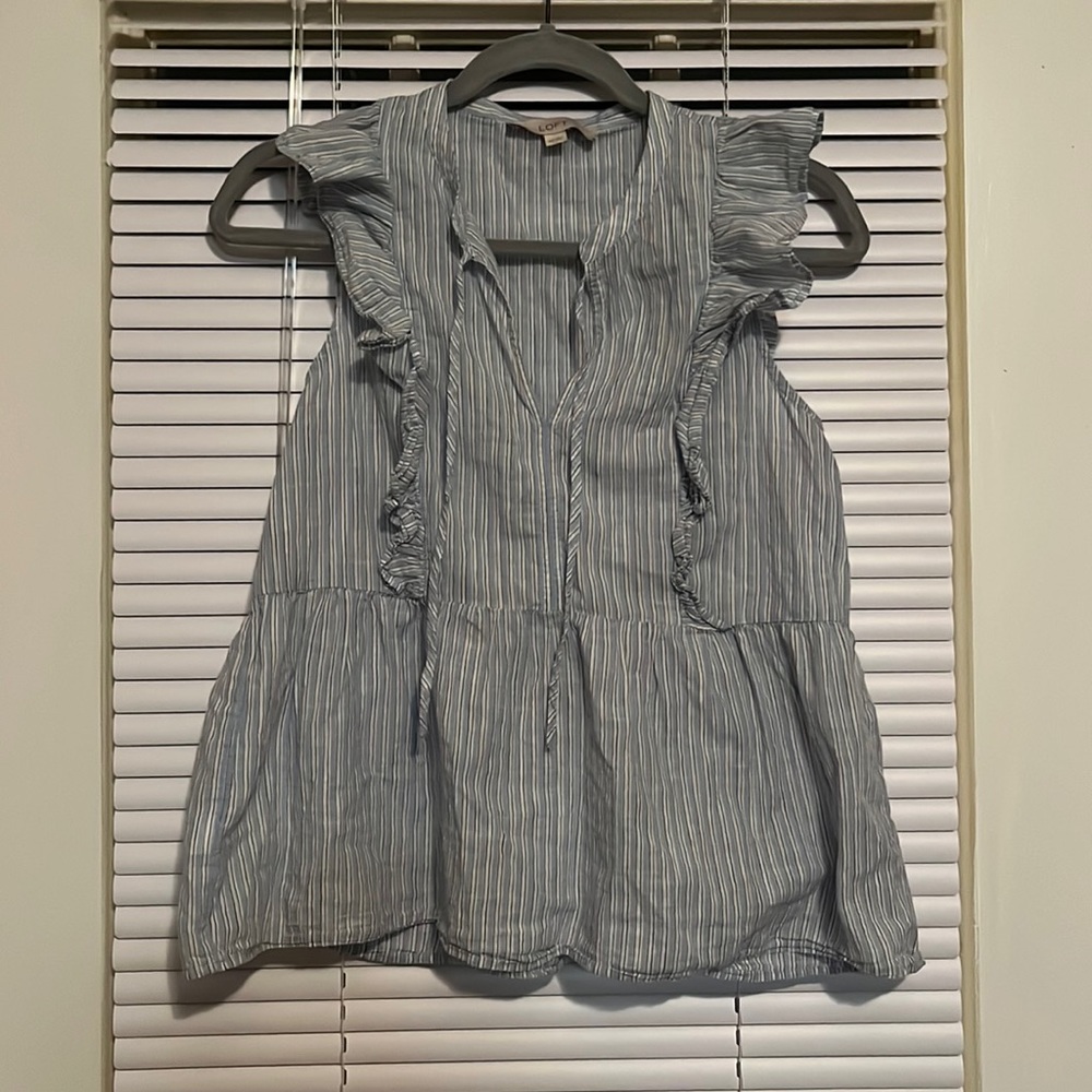 Loft XSmall Blue and White Blouse